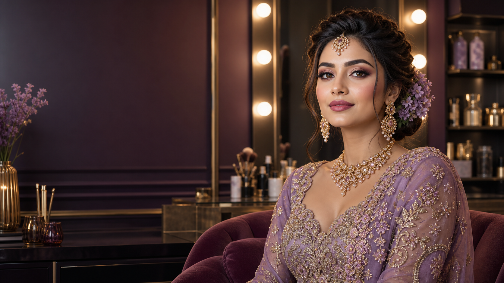 South Asian bridal makeup styled by Lavender's Glam Studio